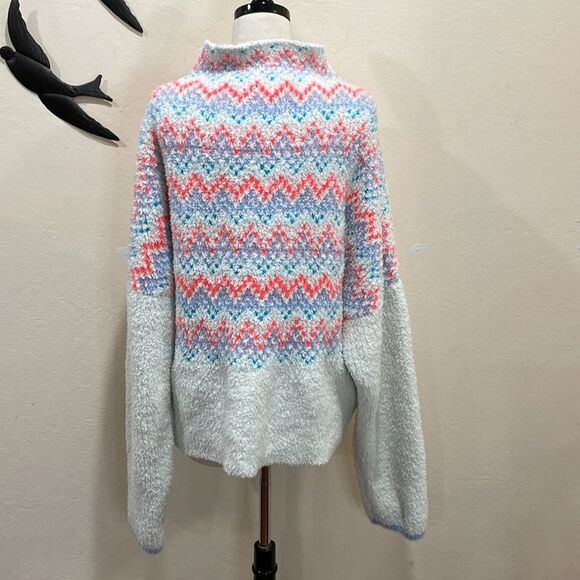 Anthropologie Pilcro Selene Fair Isle Chenille White Pastel Sweater - XL - Picture 8 of 13